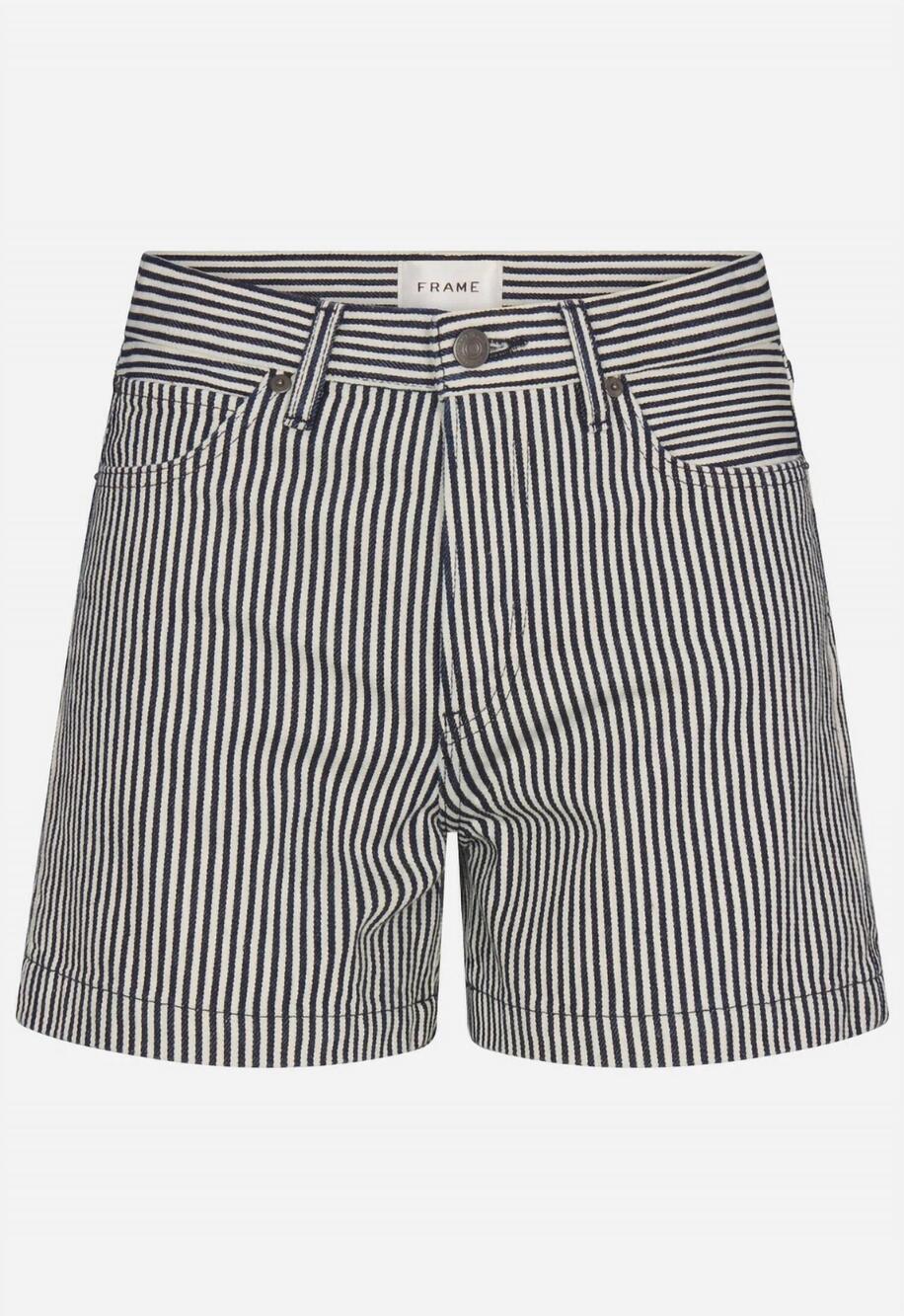 NEW FRAME women's the everyday short in navy stripe - Picture 1 of 2